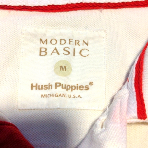 Vintage Hush Puppies Modern Basic Polo, Med, red/white - Picture 3 of 4